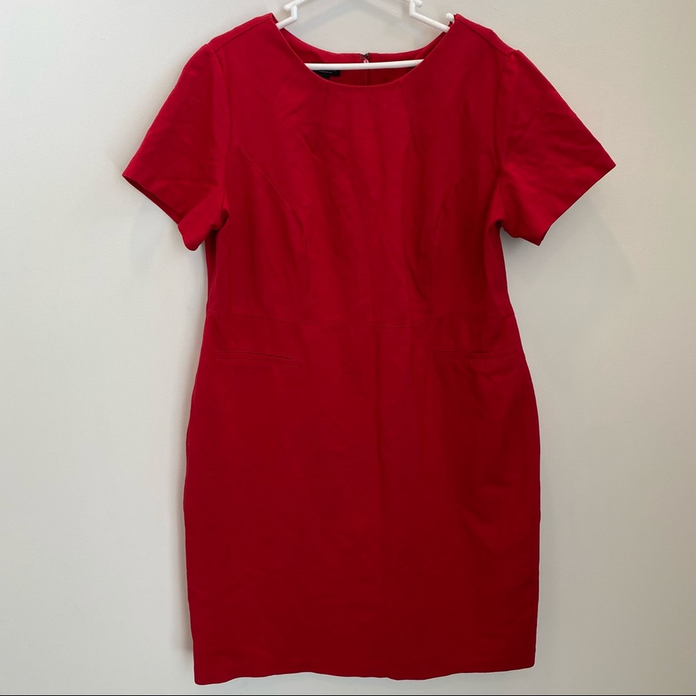 Talbots Woman Petites size 16WP Red Dress short sleeves zippered back
